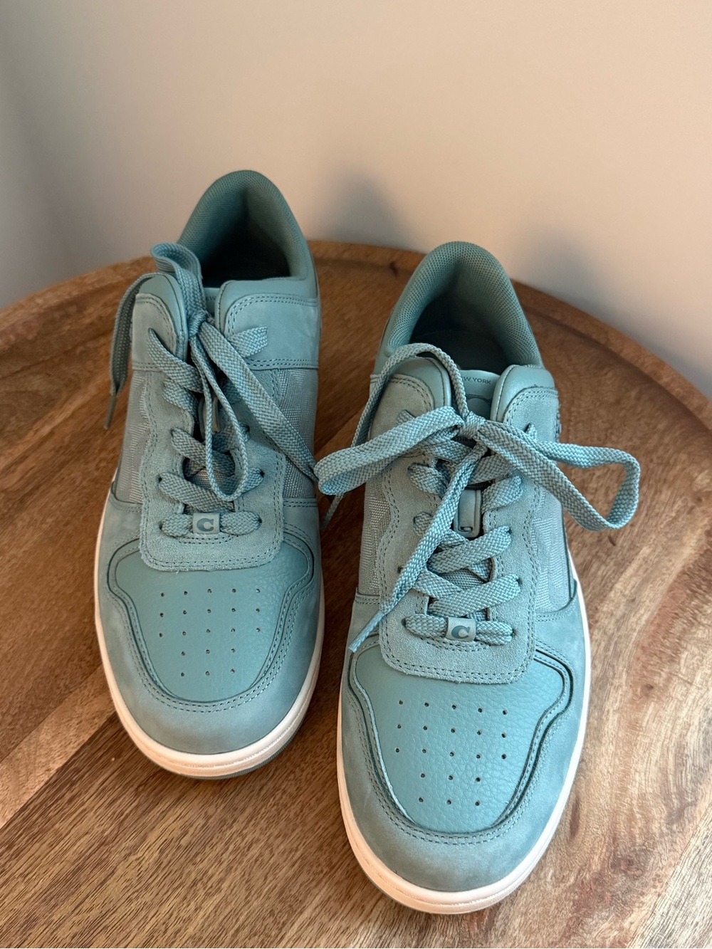 Coach Low Top Court Sneaker Suede Leather Signature Sage Blue Women's 10 CU269